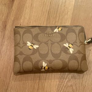Coach Tan Bee Pattern Wristlet